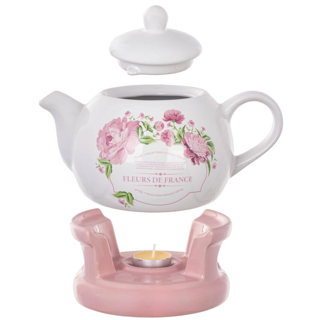 Teiera KADAX con scaldavivande, 1 litro, in ceramica, ideale come regalo.