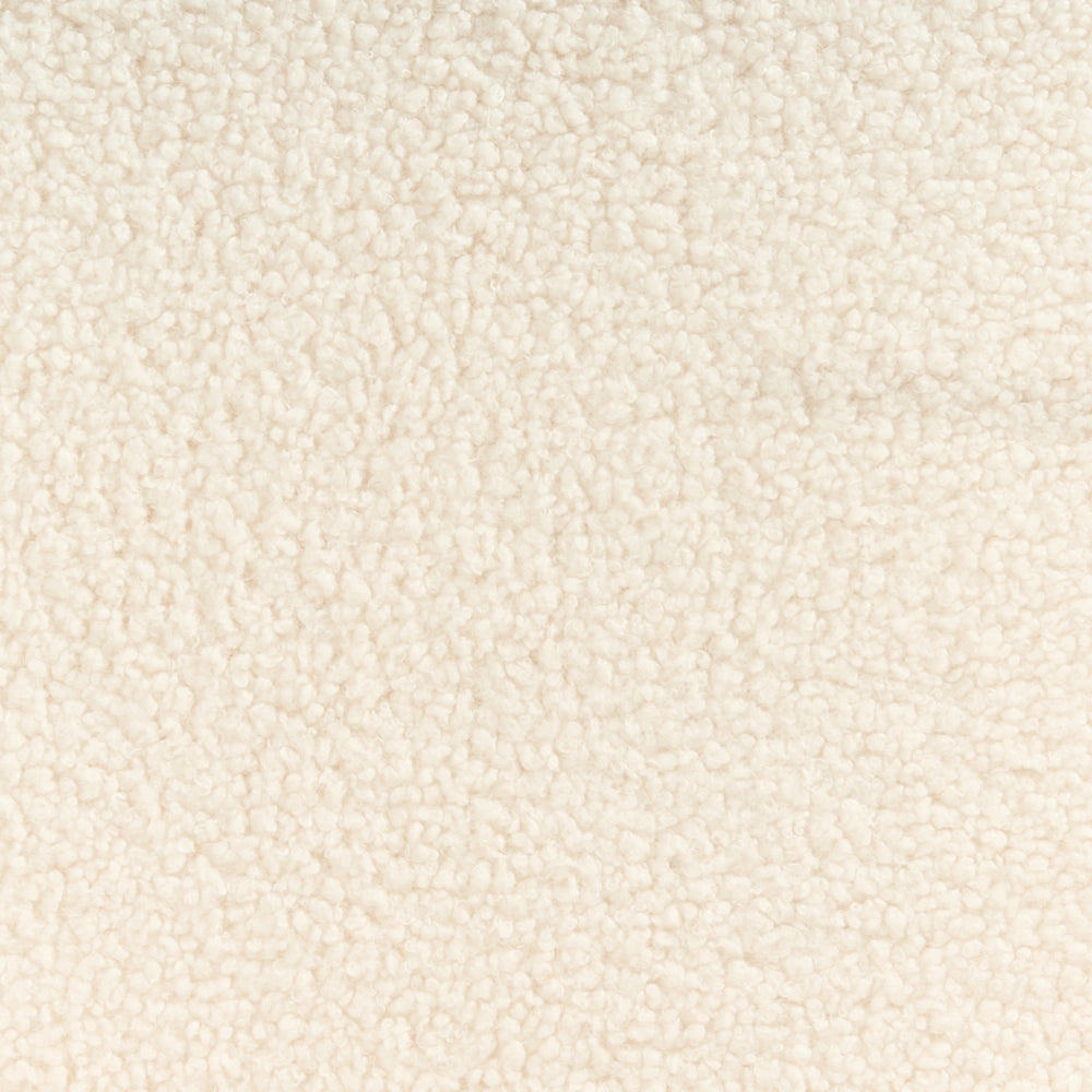 Poltrona bianco sporco e marrone chiaro con rivestimento in bouclé design retrò gambe in legno per soggiorno