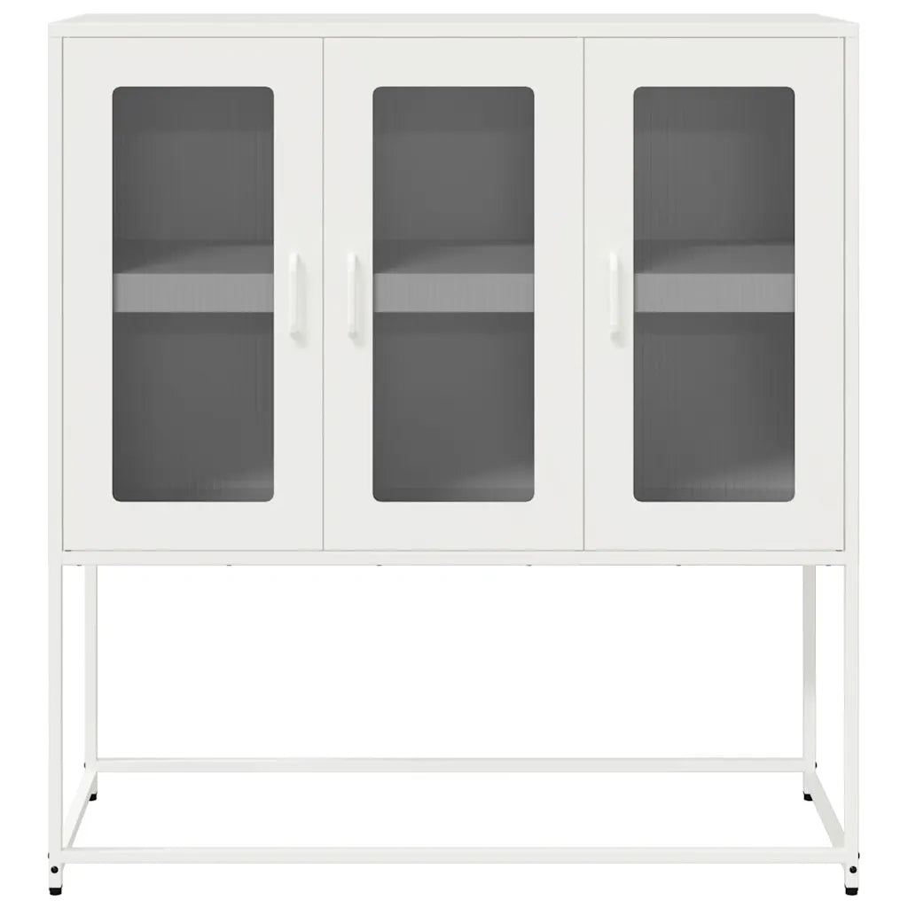 Credenza Bianca 100,5x39x107 cm in Acciaio Laminato a Freddo 853409