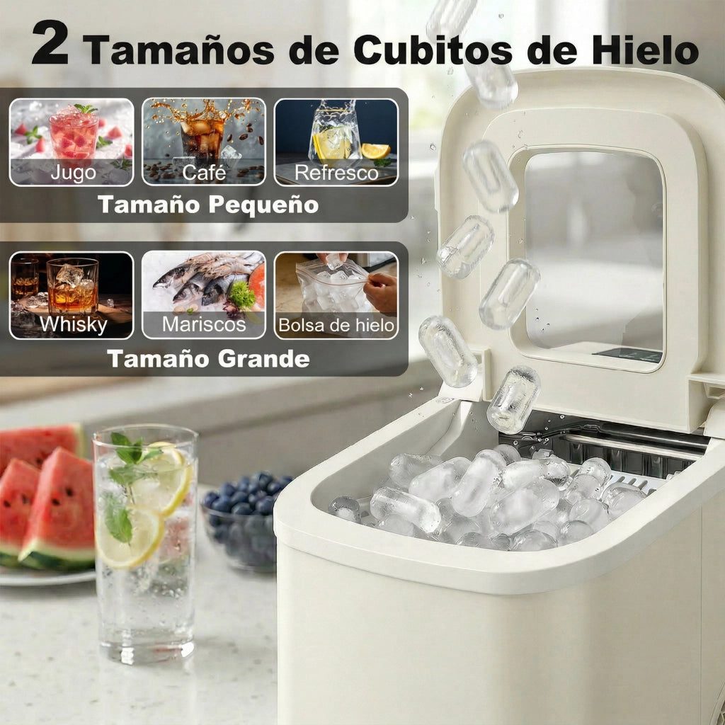 Macchina del ghiaccio 12 kg/24h 9 cubetti in 7 minuti ¨C zephmum ¨C beige 1.2L