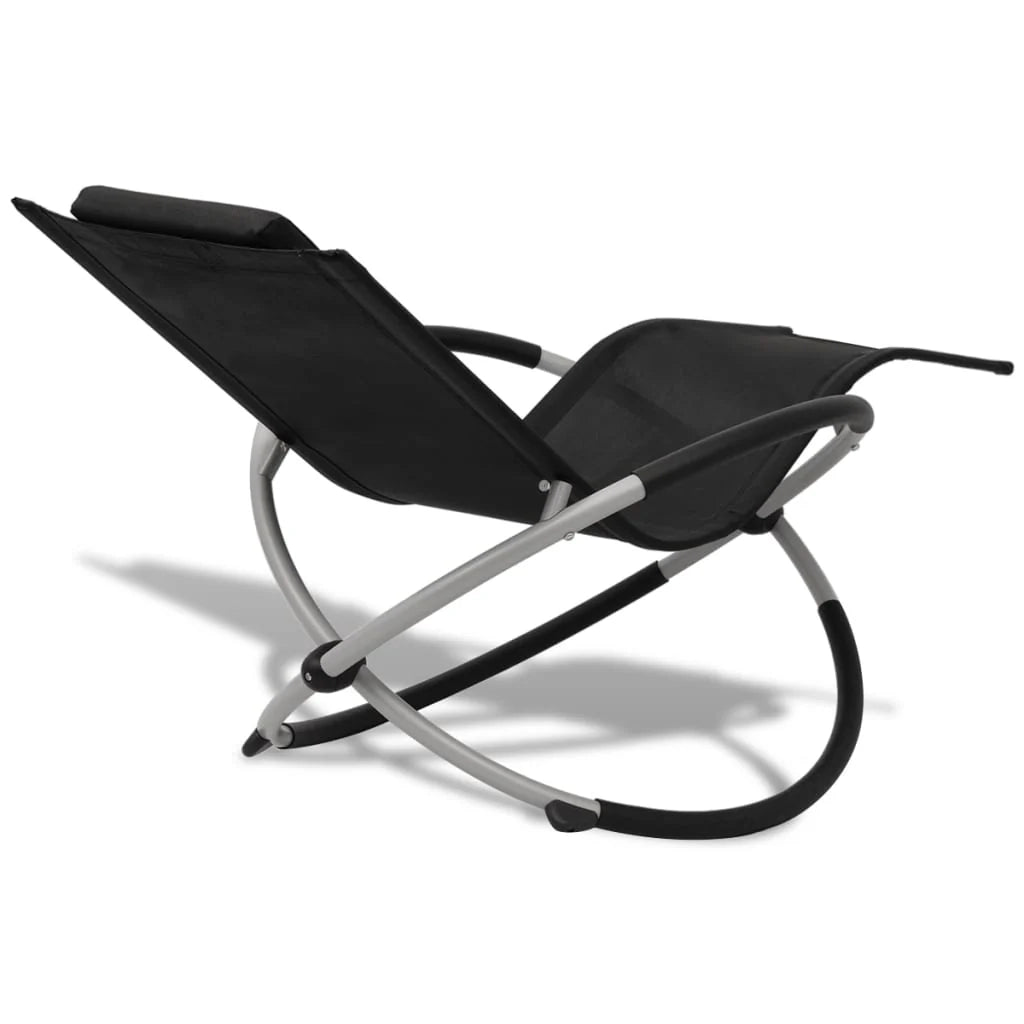 Lettino prendisole sedia a sdraio lettino prendisole letto da giardino mobili da giardino mobili da esterno geometrici acciaio nero e grigio 02_0012778