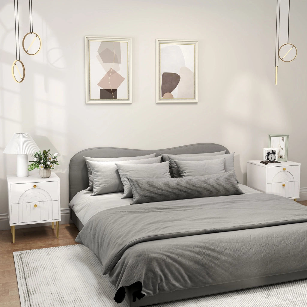 Comodino con cassetto ¨C zephmum ¨C bianco, acciaio, 40x35x50 cm
