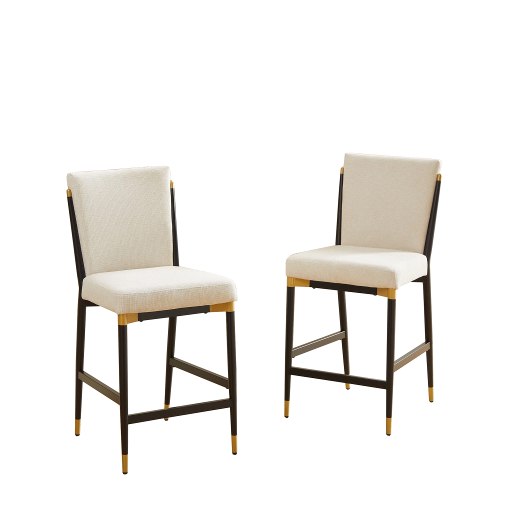 Set di 2 sgabelli da bancone scandinavi beige e nero-oro