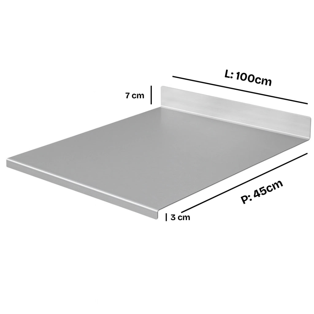 ZoiMania - Spianatoia - Acciaio Inox - Cucina - Profondità 45 Dimensione Spianatoia: L 100 x P 45 x 7cm x 3cm