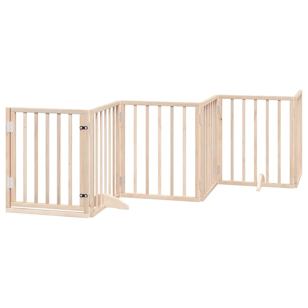 Cancello per Cani con Porta Pieghevole 9 Pannelli 450 cm Pioppo 3155529