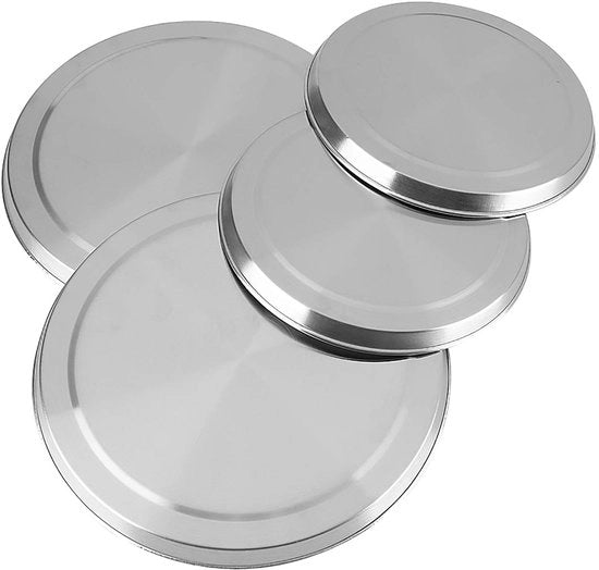 Set di Coperture per Cottura in Acciaio Inossidabile - 4 pezzi - Copertura per Cottura - Coperture per Bruciatore - Dimensioni 21/17 cm - Prevenzione dell'Ossidazione - Copertura per Cottura