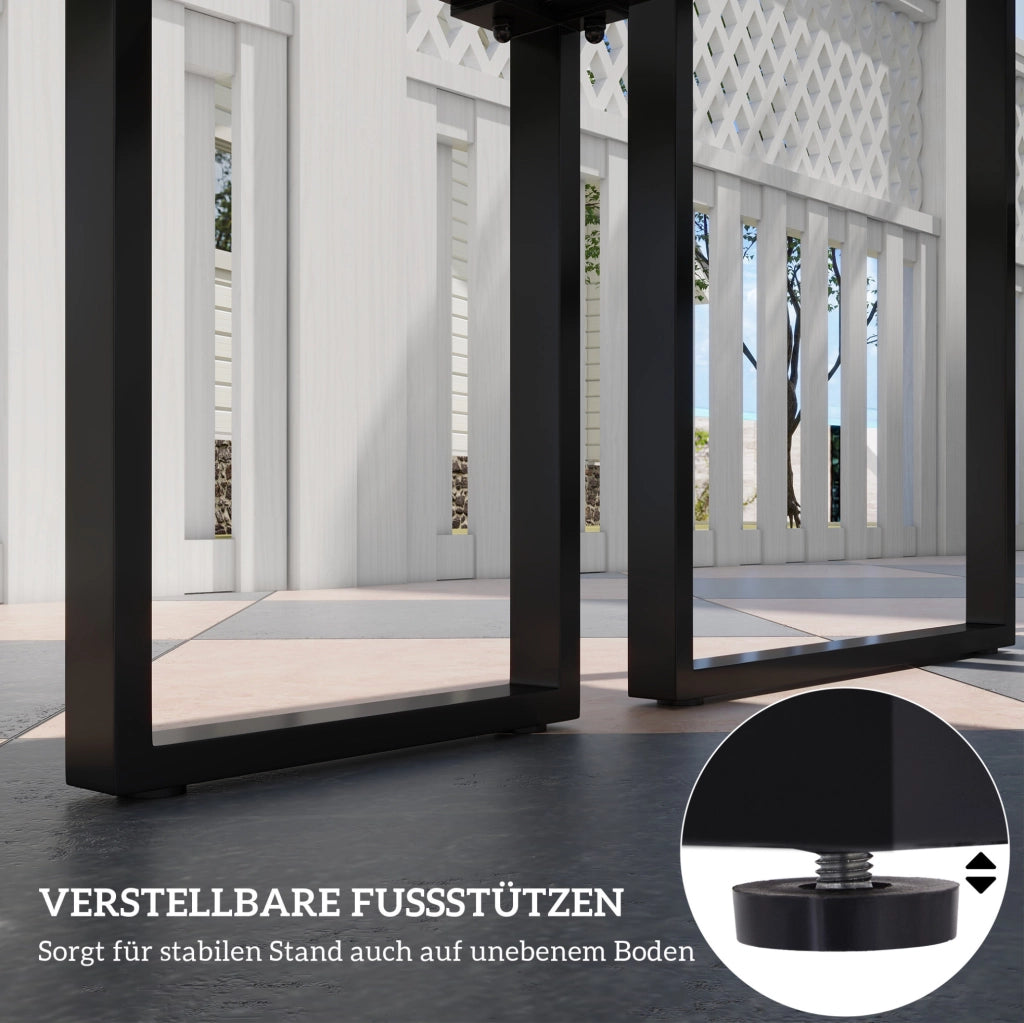 Set da giardino 3 pezzi con tavolo e 2 panche in metallo nero 110x55x70 cm