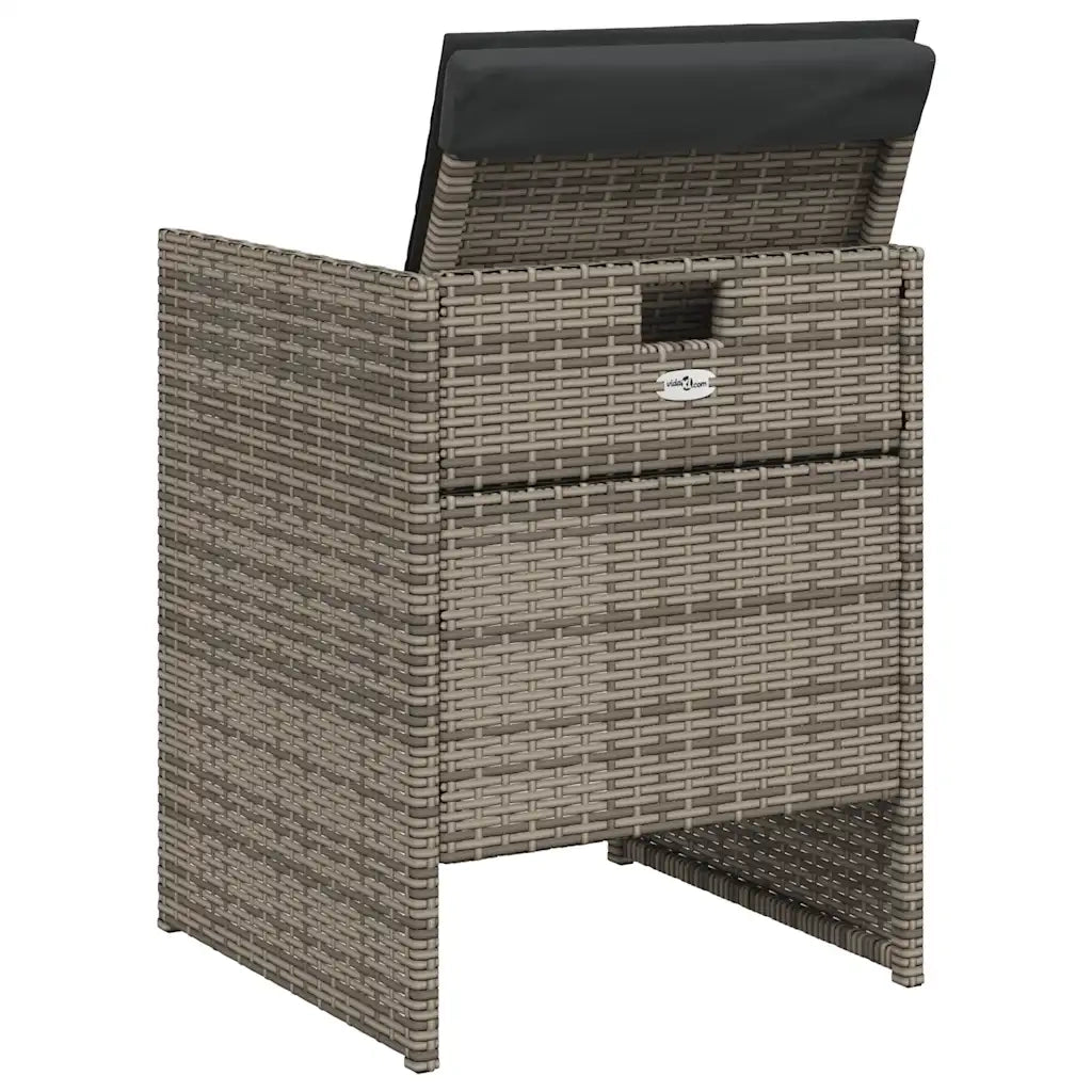 Set da Pranzo da Giardino 5 pz con Cuscini in Polyrattan Grigio