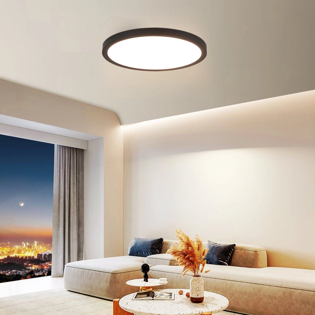 ZMH Lampada da soffitto plafoniera LED rotonda nera 24W per corridoio soggiorno appartamento