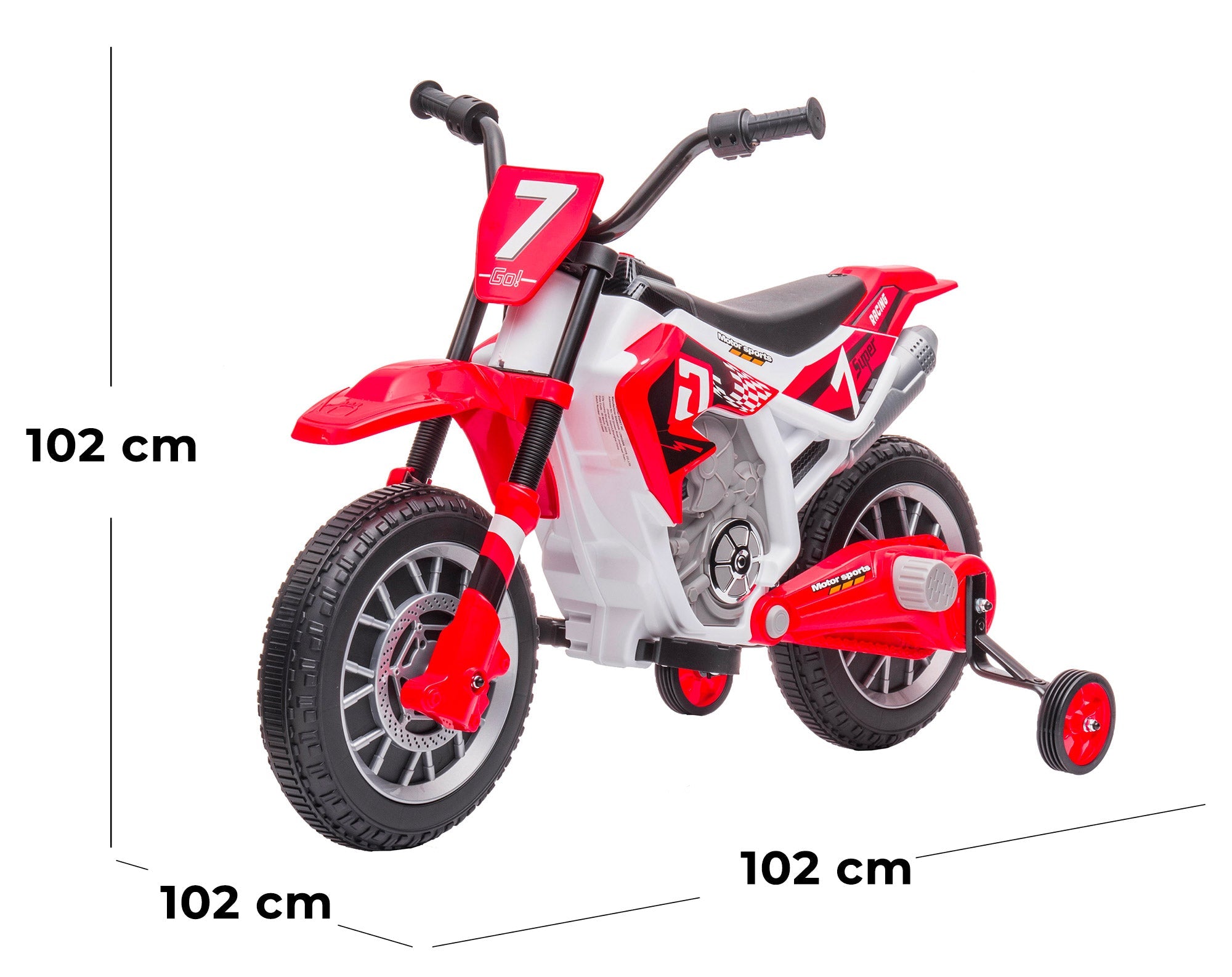 Moto Elettrica per Bambini 12V Motocross Rosso