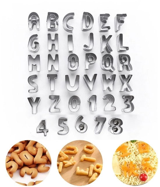 Forme a biscotto in acciaio inossidabile - Forme alfabeto e numerico - Set di 35 pezzi - Forme per biscotto