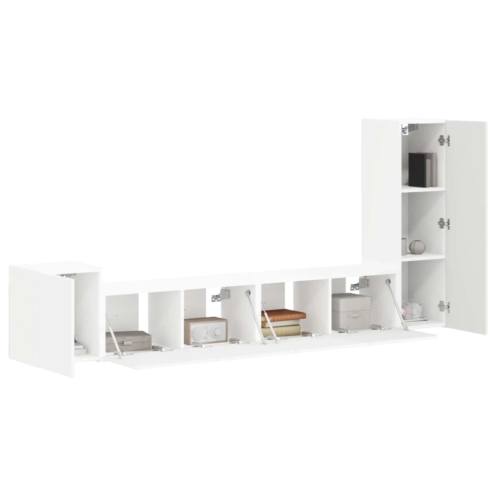 Set mobile TV Montaggio a parete 3 pcs Bianco Legno multistrato 3409015