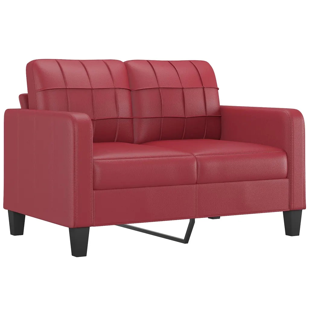 Set di Divani 2 pz con Cuscini Rosso Vino in Similpelle 3201391