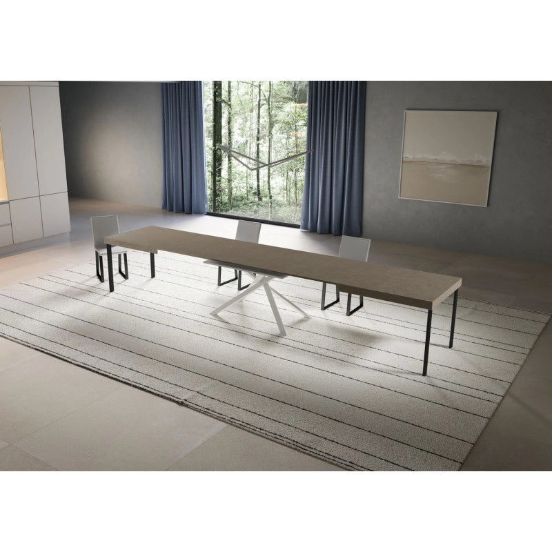 Tavolo allungabile 200/460x90 cm Niket telaio Bianche - Tortora