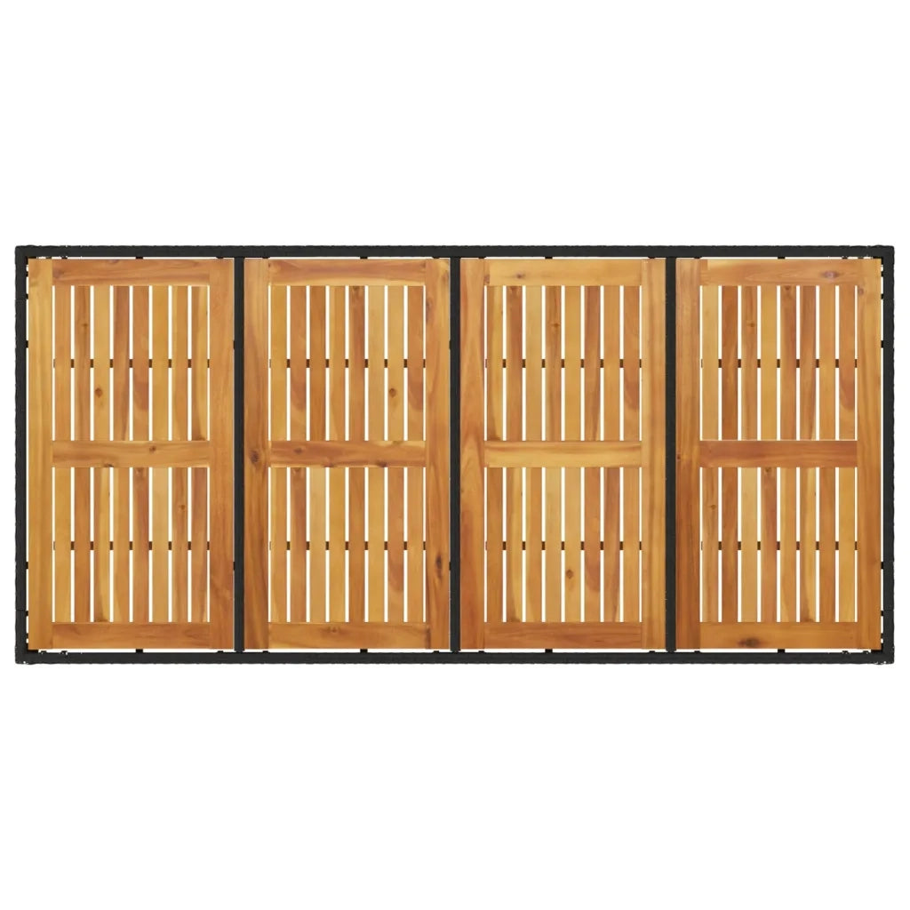 Tavolo Giardino Piano Legno Acacia Nero 190x90x75 cm Polyrattan 365541