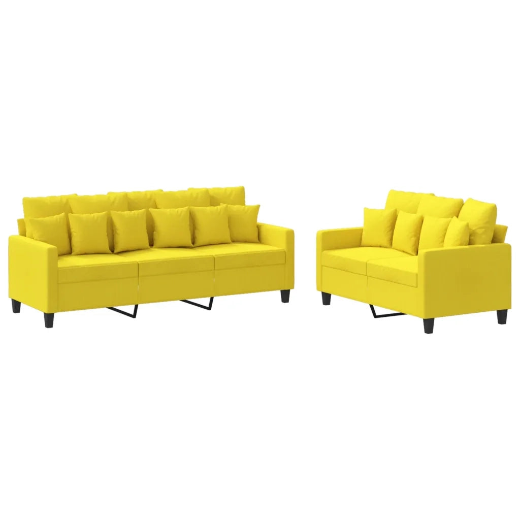 Set di Divani 2 pz con Cuscini Giallo Chiaro in Tessutocod mxl 104295