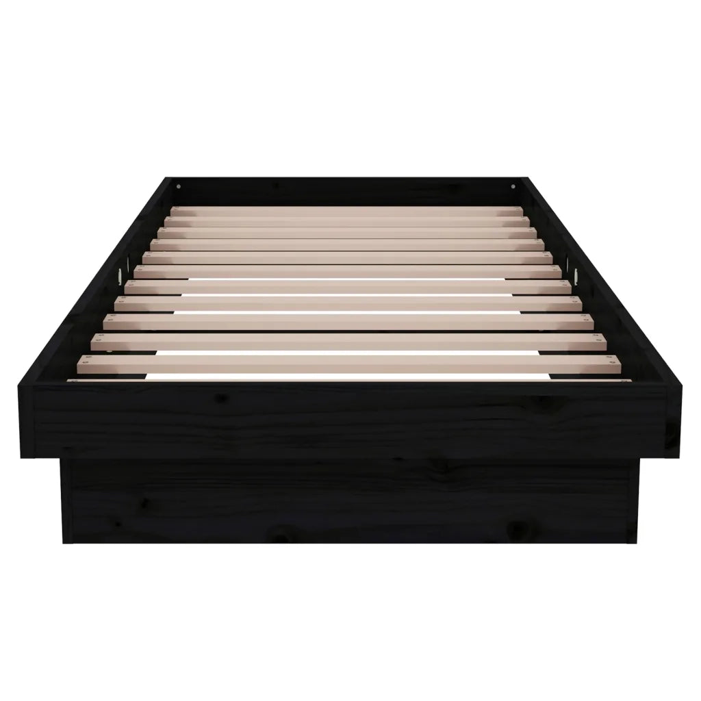 Giroletto-Struttura Letto in Legno Massello Nero 75x190 cm Small Single 986729