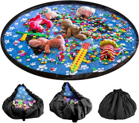Sacchetto per bambini, giocattoli per bambini, contenitore di stoccaggio, pannolino con maniglia, coperta di gioco, borsa di stoccaggio, giocattoli per bambini, 150 cm, azzurro cielo