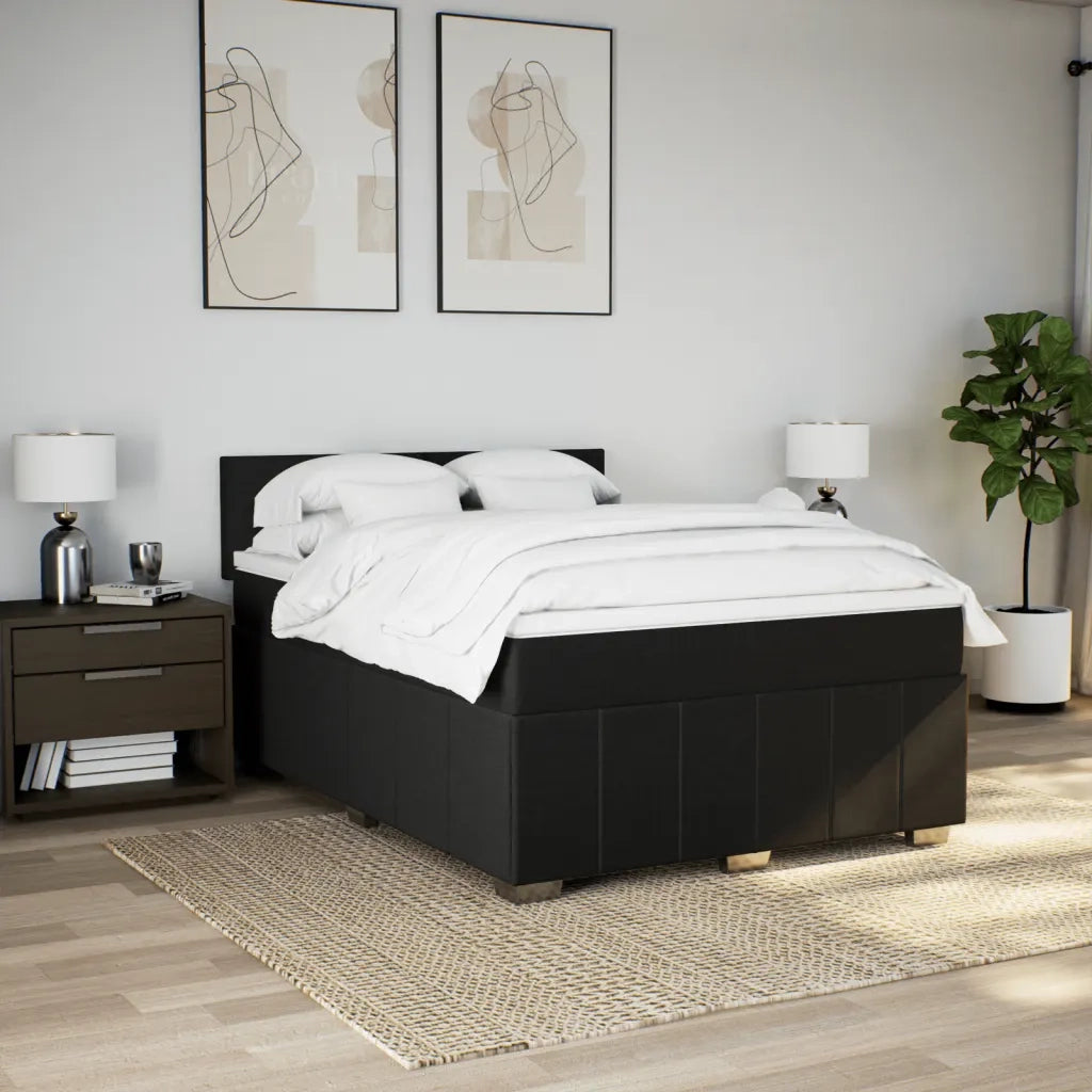 Giroletto a Molle con Materasso Nero 160x200 cm in Tessuto