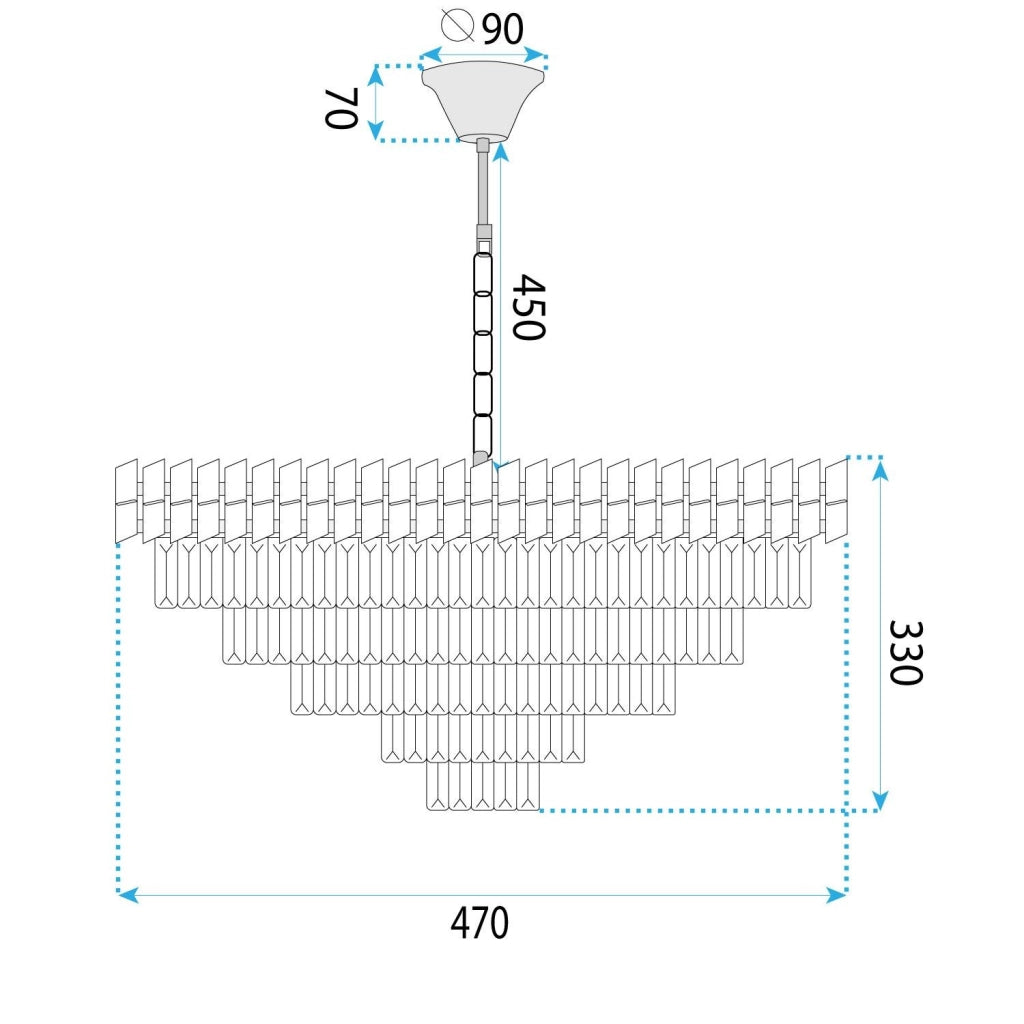Lampada Cristal G055-cp 50cm Chrome