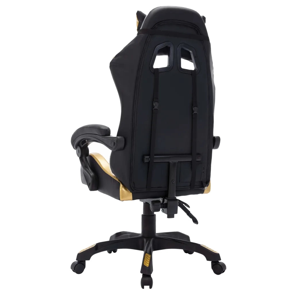 Sedia da Ufficio | Sedia da Gaming con Luci a LED RGB Oro e Nera in Similpelle