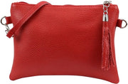 Borsa in pelle reale con spalla Clutch Piccola borsa per la sera 22x15cm Anny G248 (Rosso)