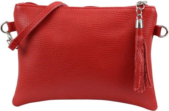 Borsa in pelle reale con spalla Clutch Piccola borsa per la sera 22x15cm Anny G248 (Rosso)