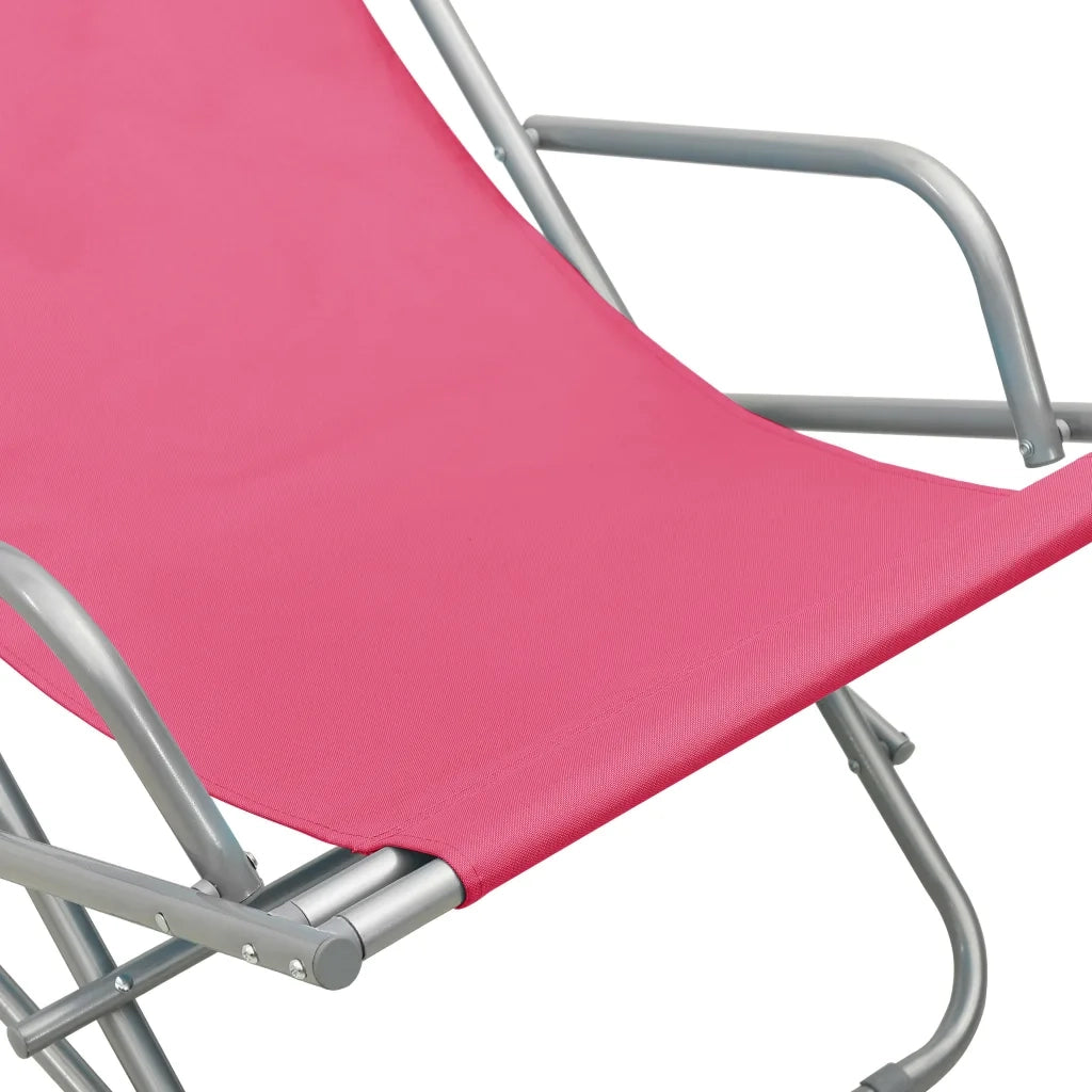 Lettino Prendisole | Sedie a Dondolo 2 pz in Acciaio Rosa