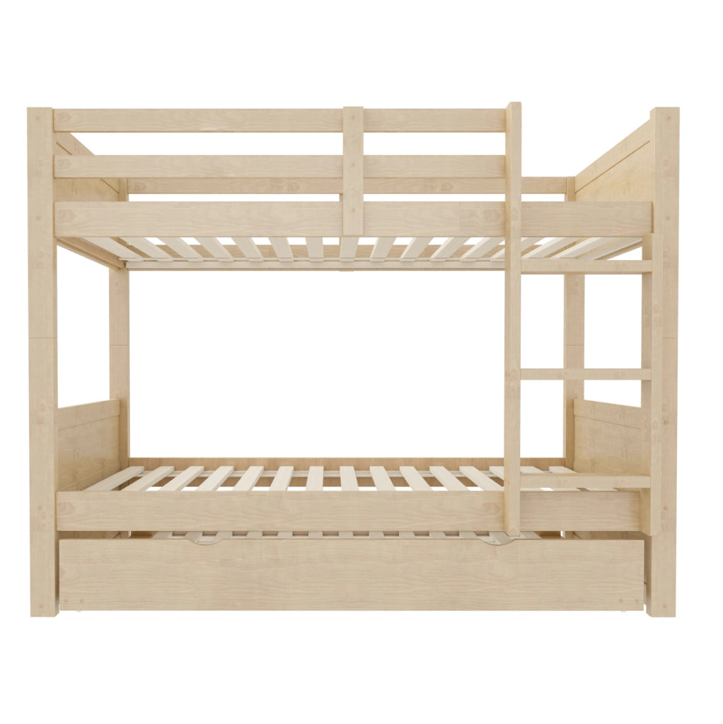 Letto a castello 90x200 cm in legno con letto estraibile; trasformabile in due letti singoli; colore legno
