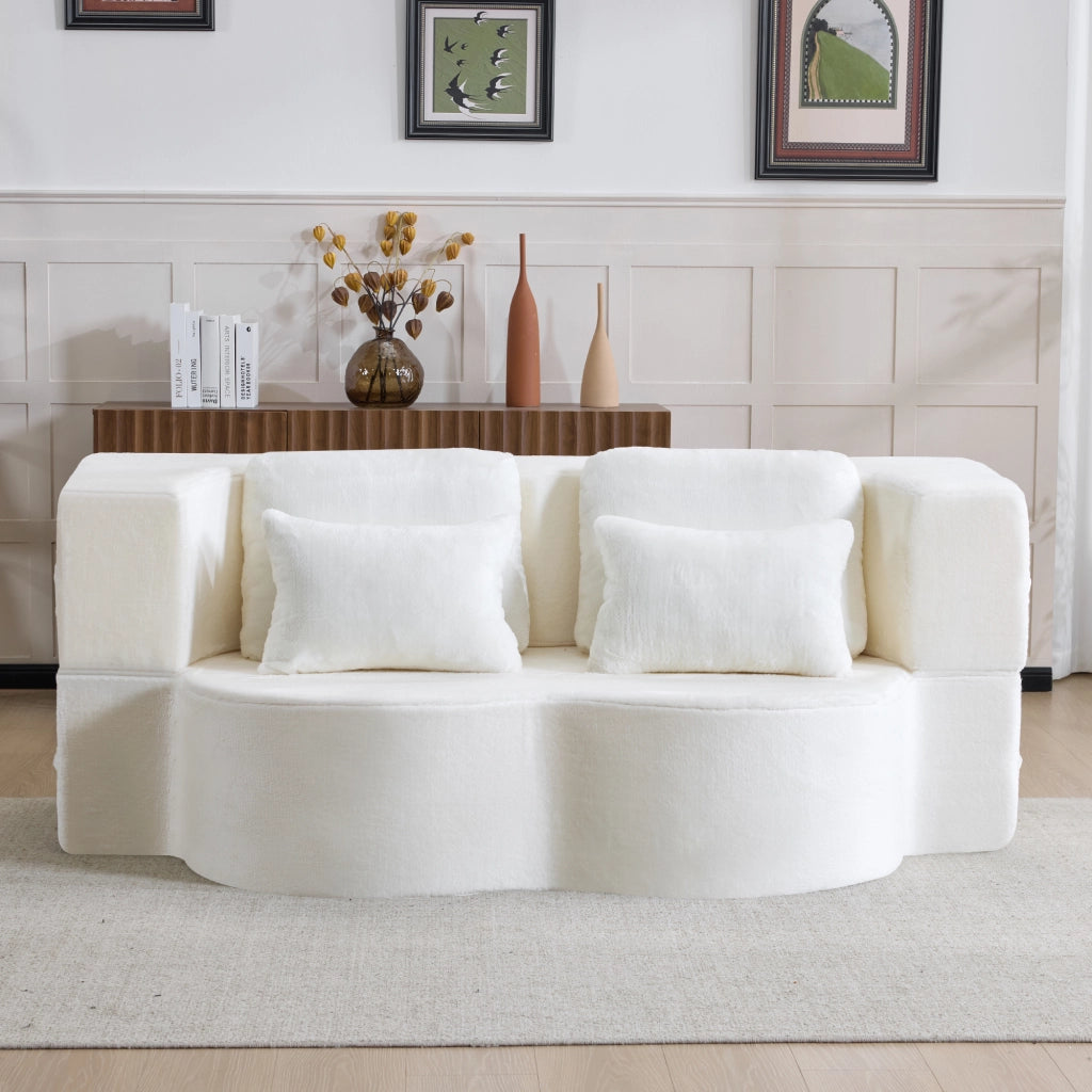 DIVANO MODULARE BIANCO 36 x 36 x 143 cm in schiuma e molle