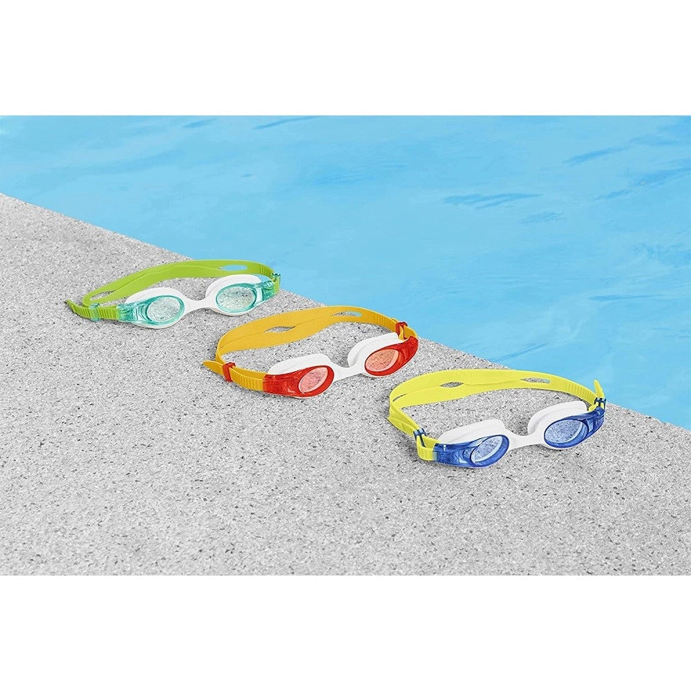 Trade Shop - Occhialini Da Nuoto Wave 3-6 Anni In Silicone Con Protezione Uv 3 Colori 21062 -