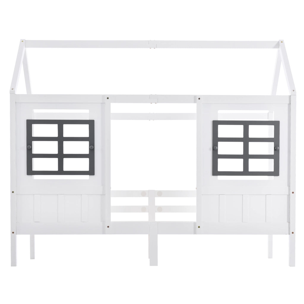 Letto Casetta per Bambini ¨C MINIMAL ¨C Pino e MDF Bianco, 90x200