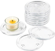 Set di piatti di vetro trasparente per candele, diametro interno 78 cm, set di 10 piatti rotondi per candele, per cucina e sala da pranzo.