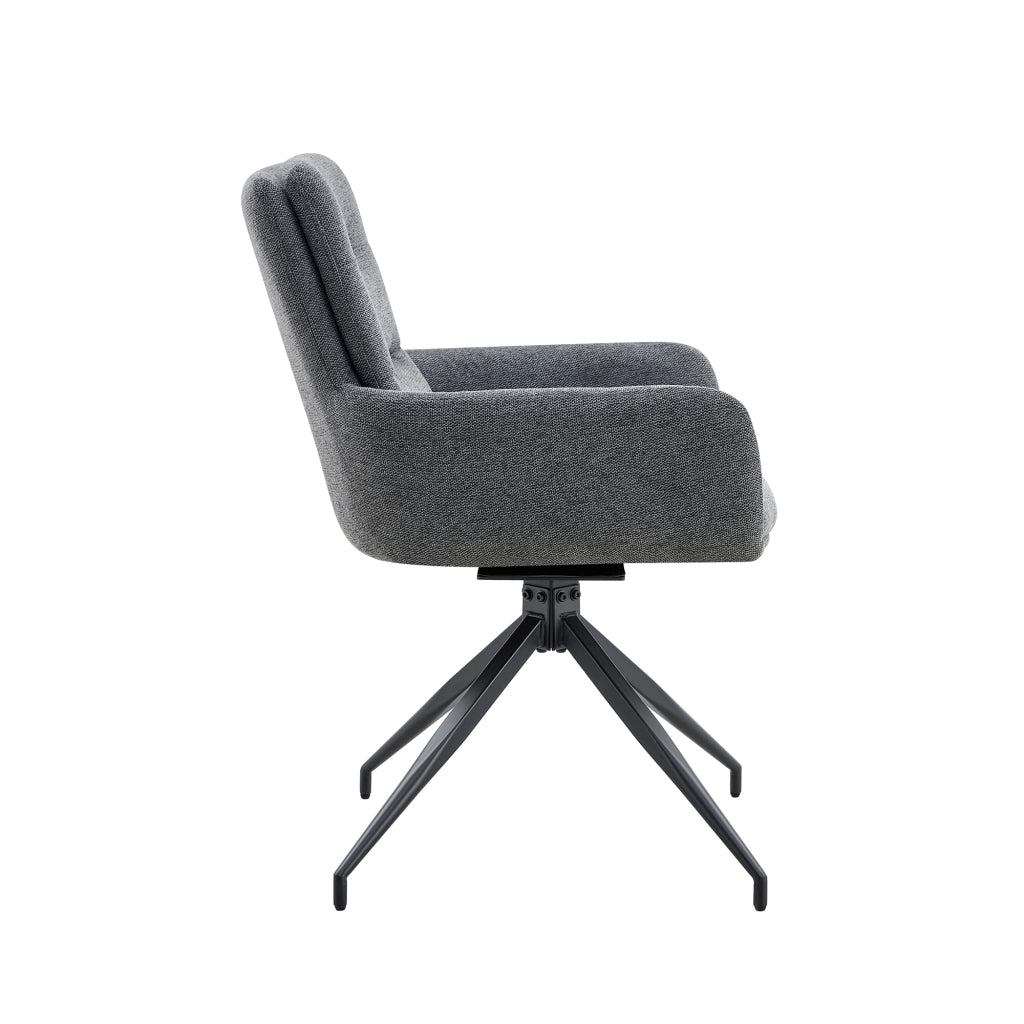 Poltrona Girevole Design ¨C MINIMAL ¨C Tessuto Grigio Scuro, Gambe in Metallo Nero