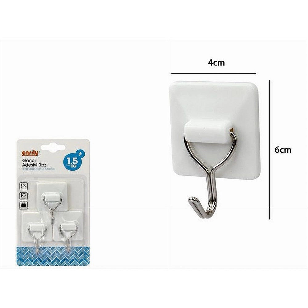 Trade Shop - Set 3 Ganci Appendini Adesivi Parete Casa Cucina Bagno Attaccapanni Quadri 79342 -