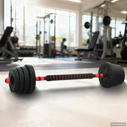 Set Manubri e Bilanciere 2-in-1 30 kg Nero e Rosso 42023465
