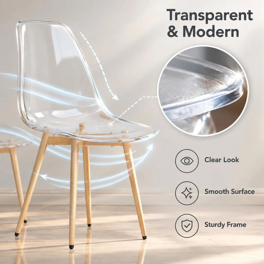Dining Chairs, 2 Pieces, Transparent PET