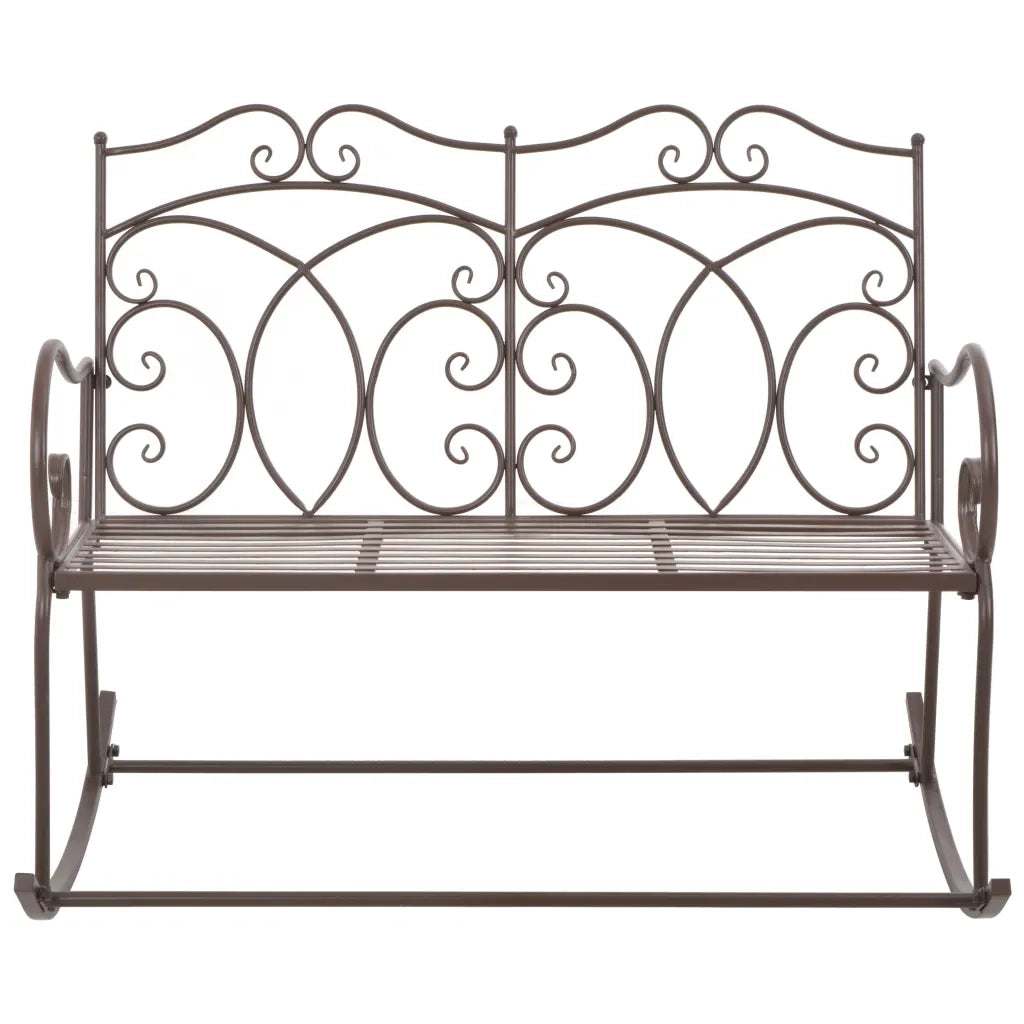 Panchina da Giardino 104 cm in Ferro Marrone Anticato 45437