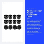 Wielmoerdoppi 17 Mm - 20 Stuks - Capotasto Antisfondamento - Nero Lucido - Realizzato Professionalmente - Solido e Affidabile - Wielnaafdop