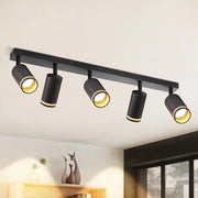 ZMH Faretto da soffitto Nero 5 Luci GU10 Orientabile da Interno in Metallo per Corridoio Soggiorno Senza Lampadine