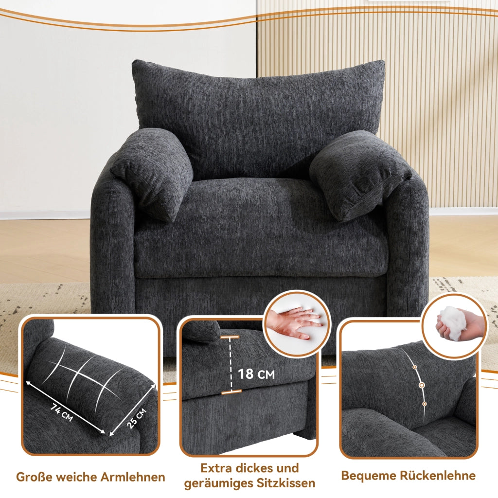 POLTRONA in ciniglia 96x82x84 cm grigio