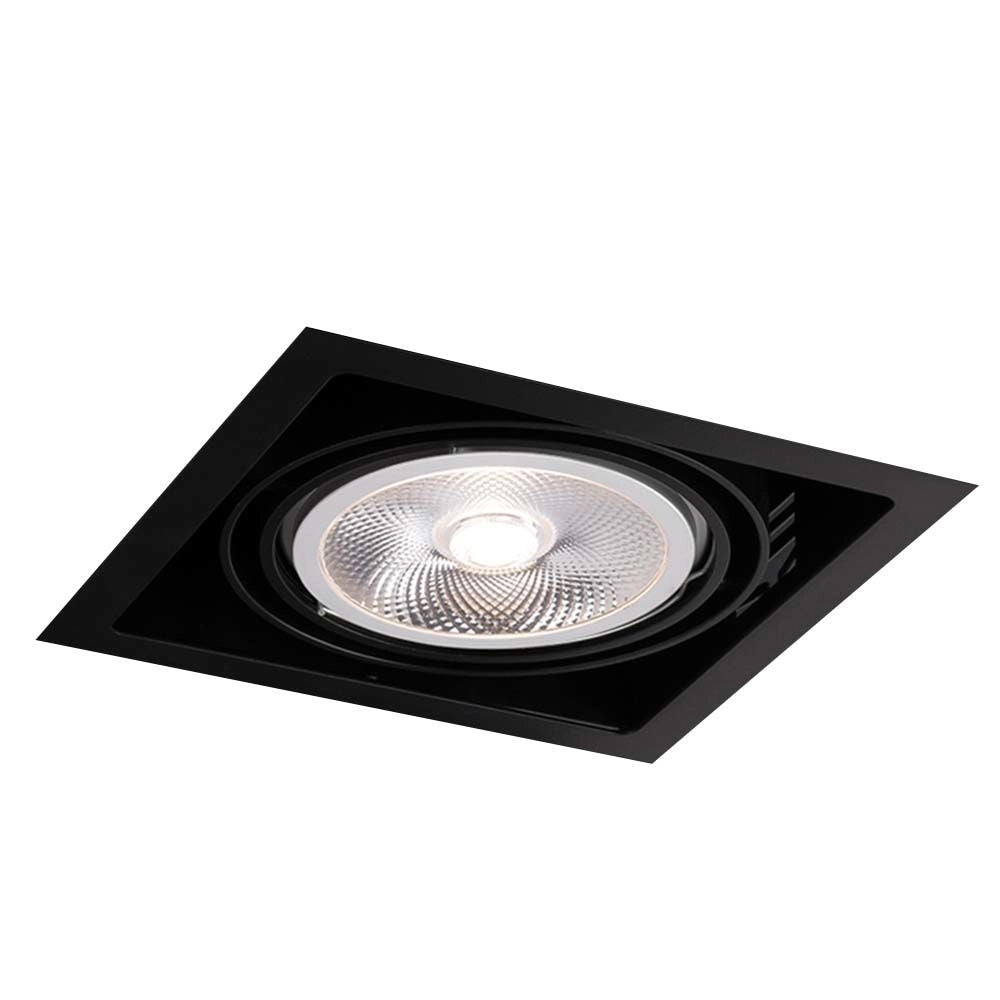 Faretto incasso quadrato nero orientabile GU10 18W Shilo