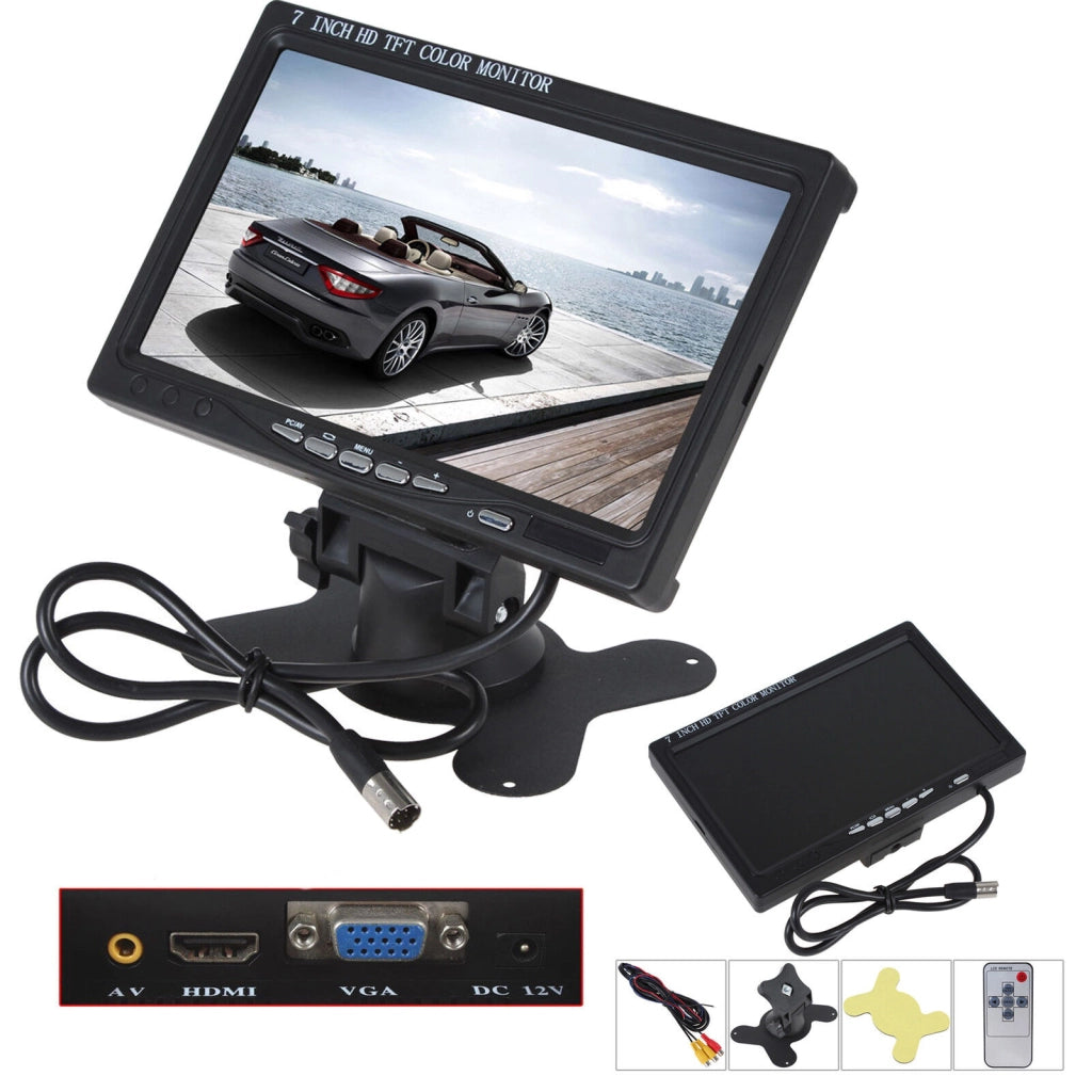 MONITOR LCD DIGITALE 7 TFT VIDEOSORVEGLIANZA AV VGA 2 CANALI HDMI