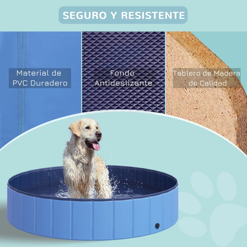 Piscina Pieghevole per Cani Gatti ¨C zephmum ¨C Blu ?140x30 cm PVC Antiscivolo