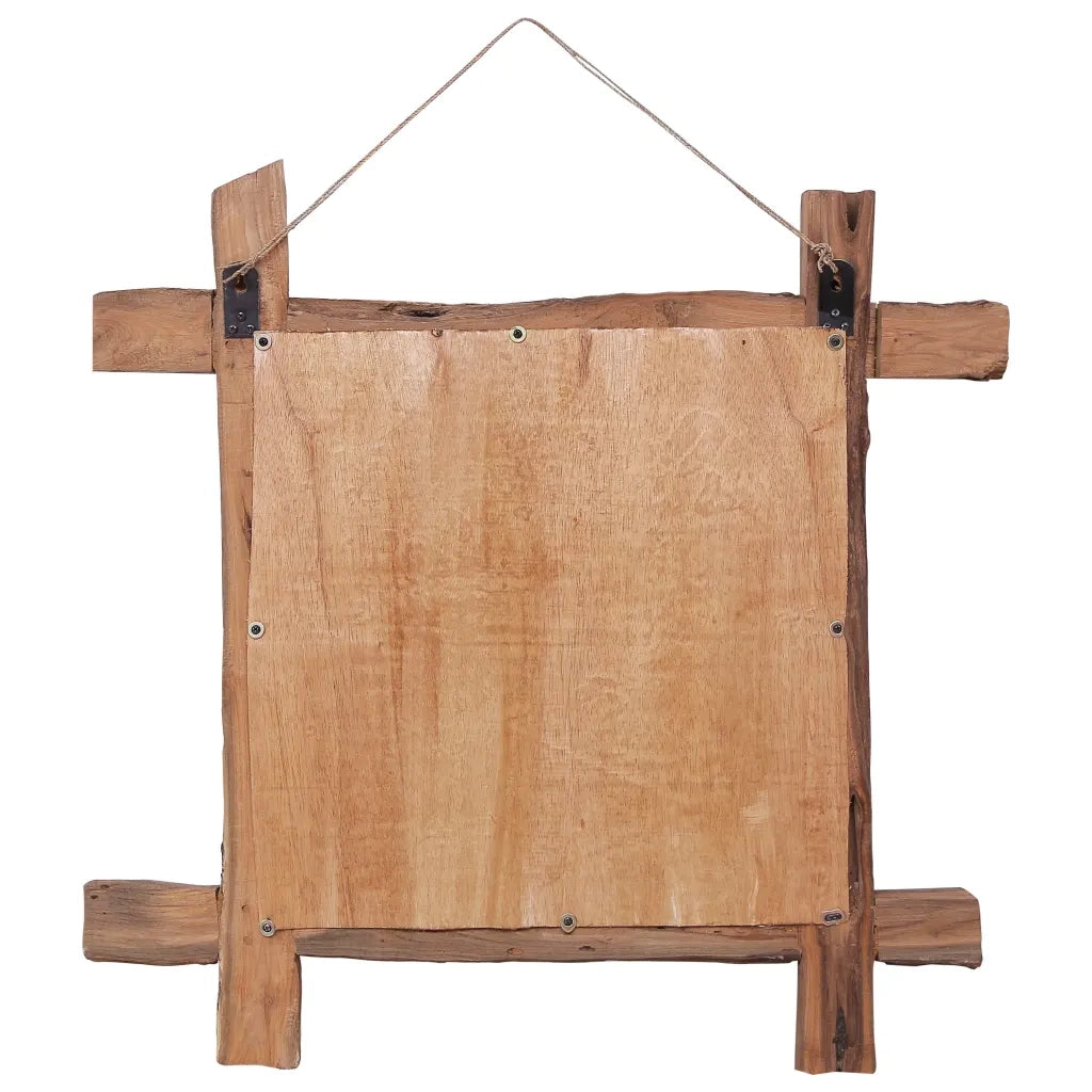 Specchio con Tronchi Naturale 70x70 cm in Teak di Recupero 283934