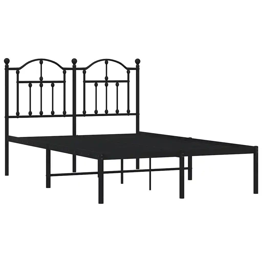 Giroletto con Testiera-Struttura Letto con testiera in Metallo Nero 120x200 cm 672978