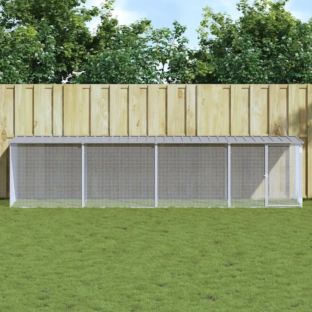 Gabbia Polli Tetto Grigio Chiaro 403x98x90 cm Acciaio Zincato 3189055