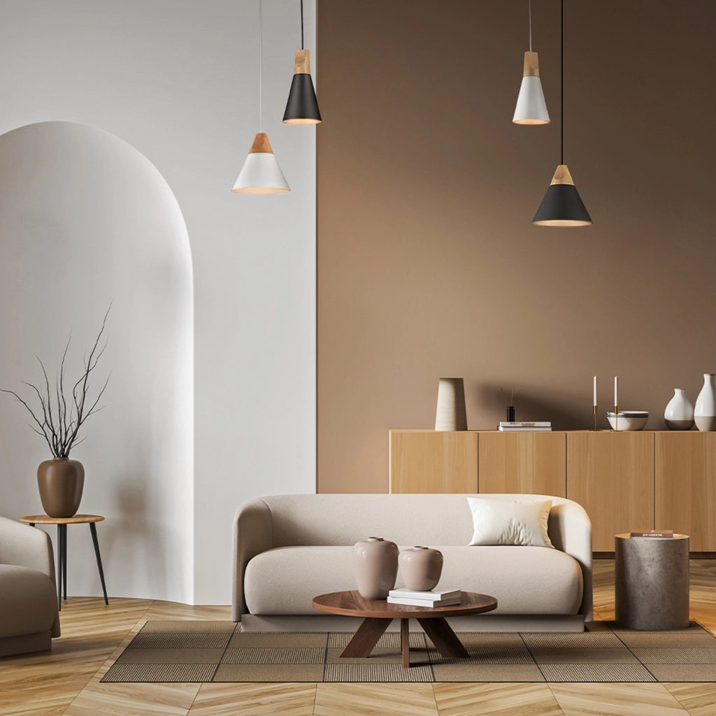 Maytoni Sospensione Minimal Bicones 1 luce E27 nero metallo legno oro