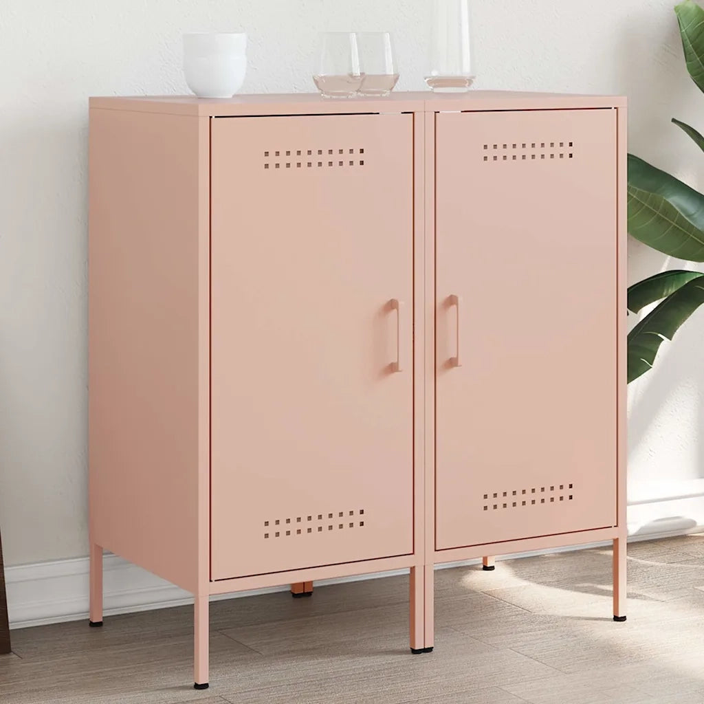 Credenze 2 pz | Madia | Buffet da pranzo | Armadio da pranzo Rosa 36x39x79 cm in Acciaio