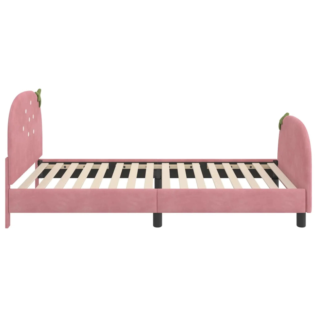 Struttura letto bambini con testata Rosa 90 x 190 cm Velluto 42011072